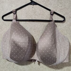 Cacique Lightly Lined Balconette Back Smoother Bra Underwire Polka Dot Lace 44H